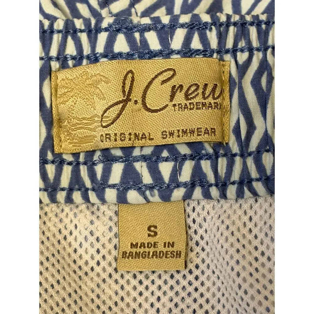 J.Crew Original Swimwear Men’s Blue Geometric Swim Trunks Size S 6” Inseam